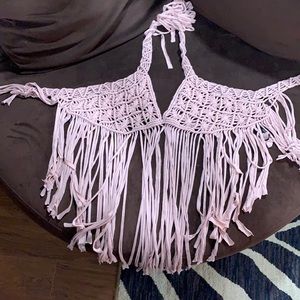 Crochet fringe halter